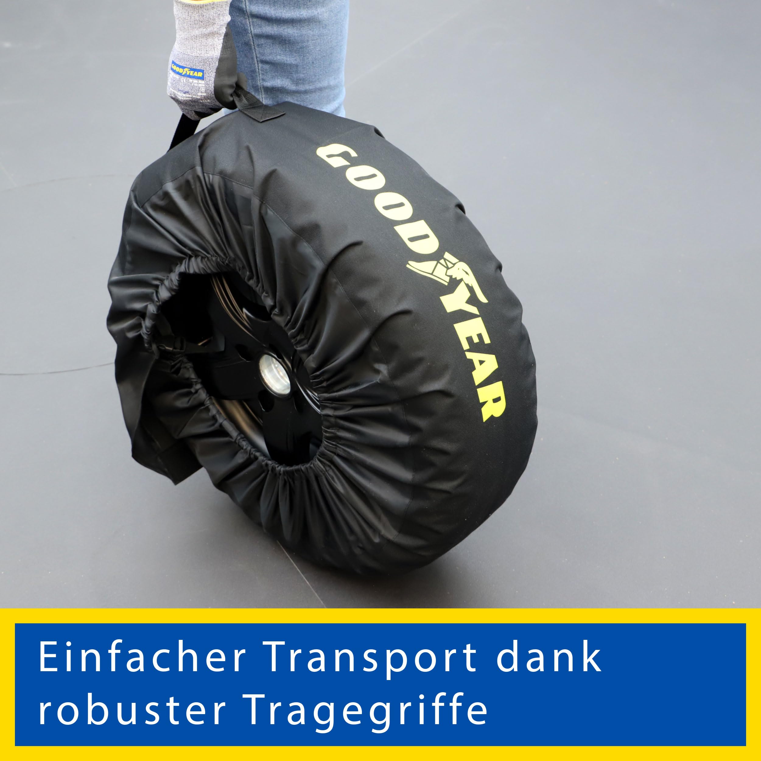 GOODYEAR Reifentaschen aus 600D Polyester zum Transport, Lagerung von Reifen, UV Schutz, wasserabweisend schwarz Set 4-teilig