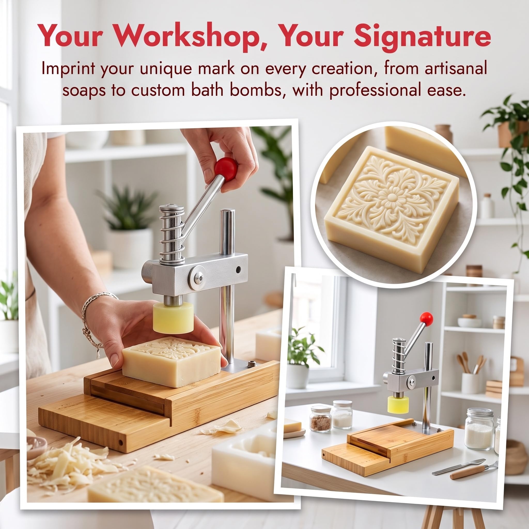 Máquina Manual para Estampar Jabón, Sellos De Repujado De Jabón con Palanca Manual, Sin Molde, para La Elaboración Artesanal De Jabón, Bombas De Baño Y Champú Sólido.