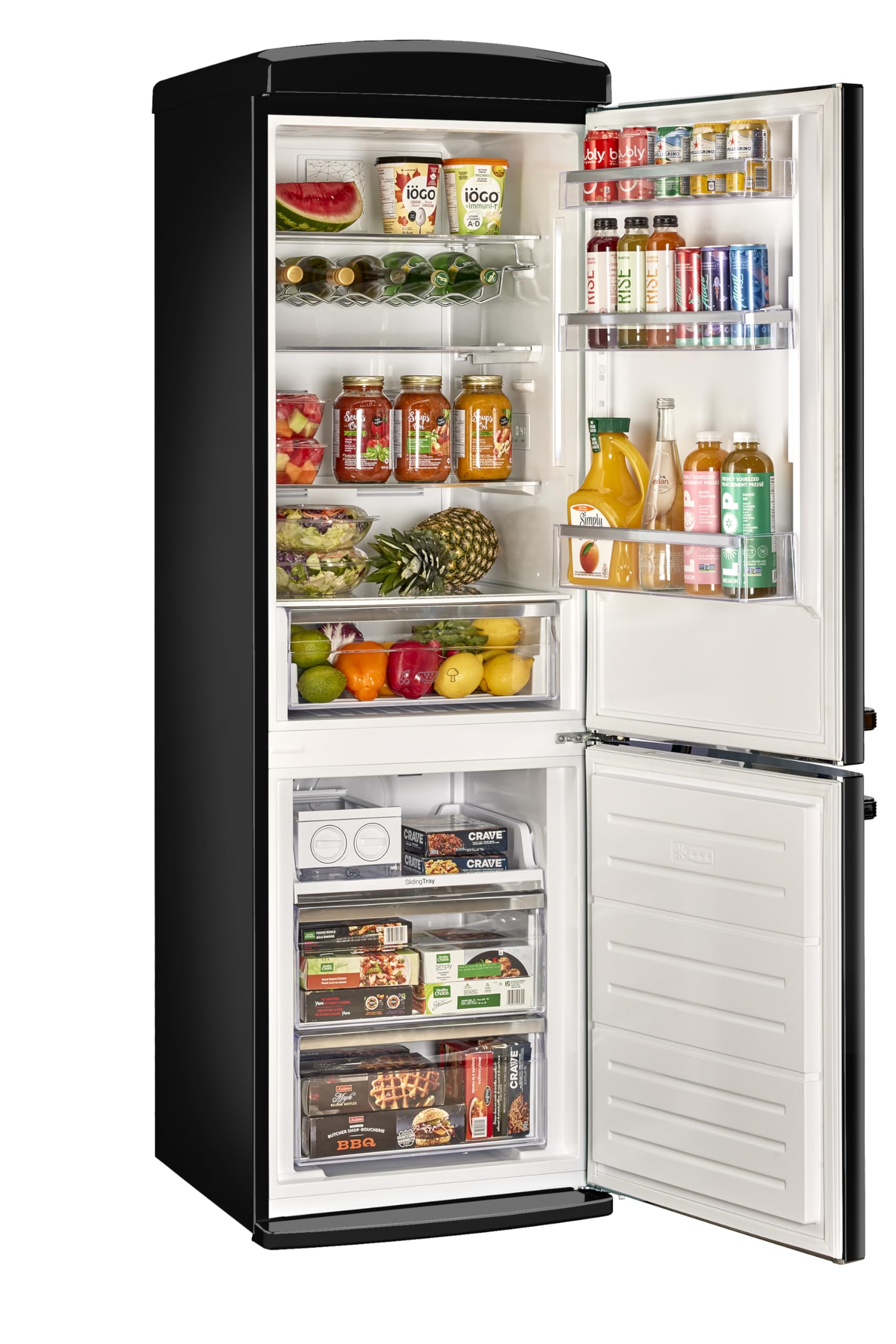 Unique Appliances Classic Retro 12 Cu.Ft. Bottom Freezer Refrigerator In Midnight Black on Fridge.com - View 3