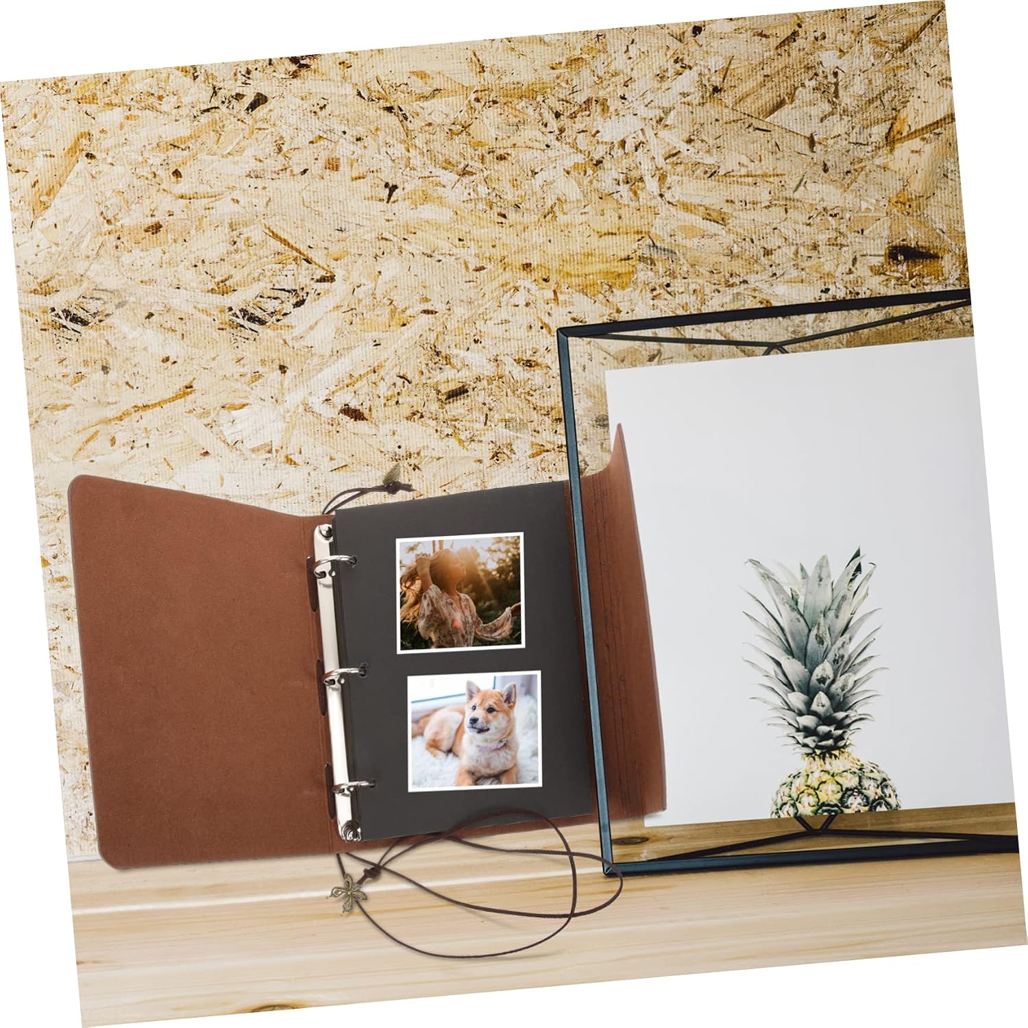 HEALLILY Retro Photo Album Vintage Pu Leather Diy Scrapbook Kit Aesthetic Scrapbook
