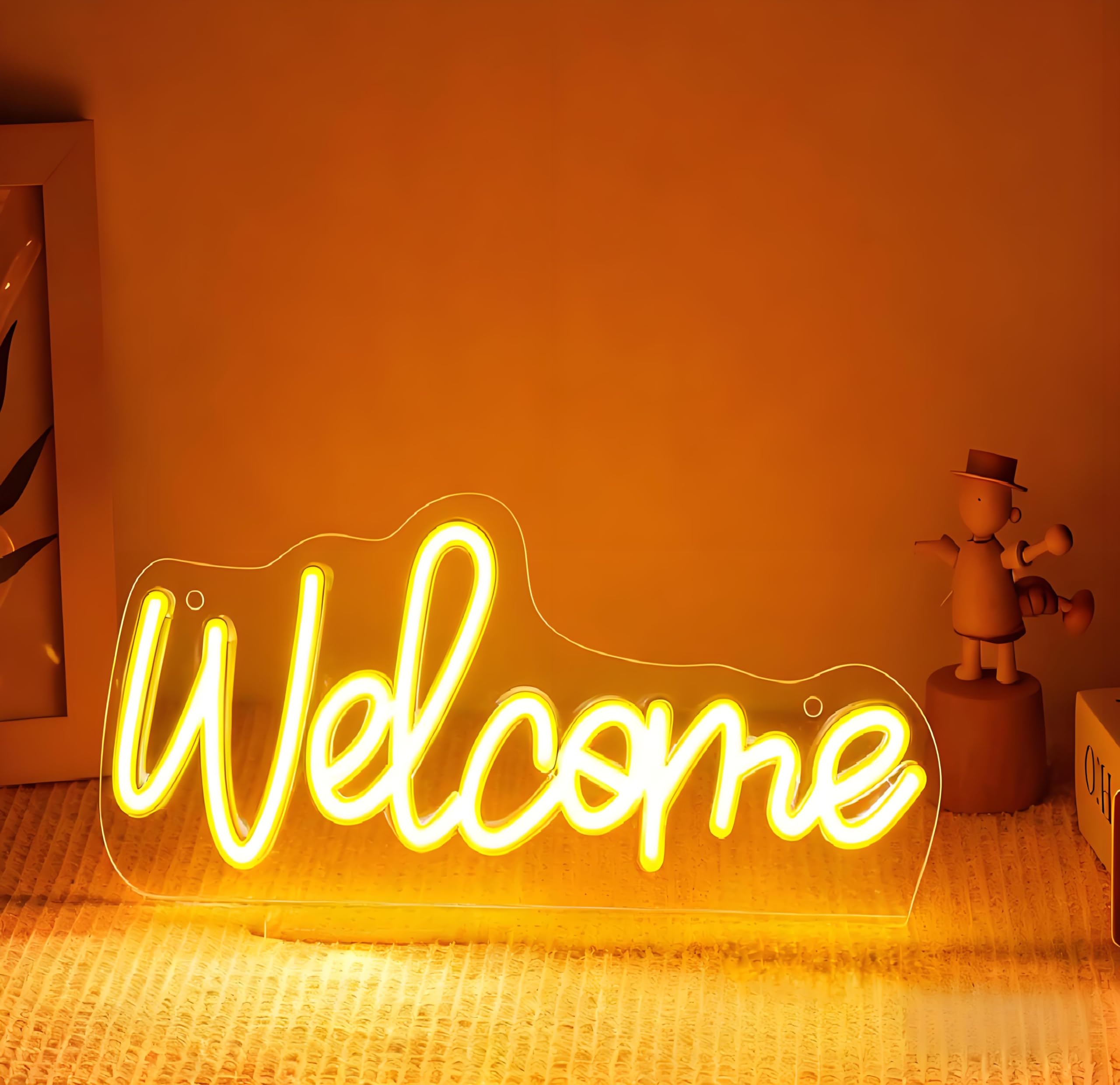 Welcome LED Neon Signs LED Neon Light USB Dimmable Light Up Signs For Wall Decor Birthday Xmas Christmas Party Bedroom Living Room Boys and Girls 11.81X5.51Inch