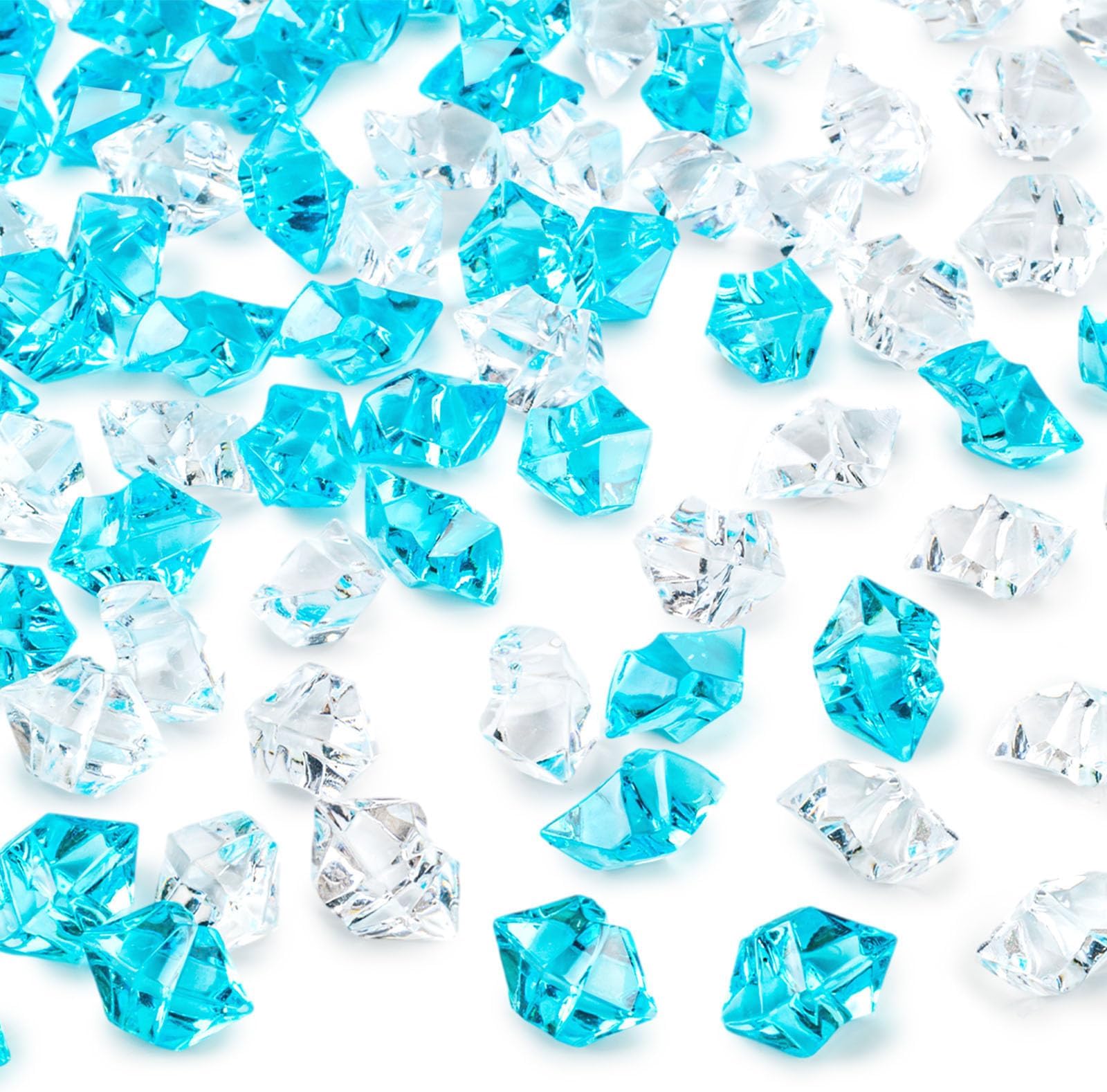 DomeStar 150PCS Fake Ice, Vase Filler Mixed Blue and Clear Fake Ice, Acrylic Crystals Aquarium Rocks Small Stones for Fish Tank Home Table Scatter Decoration
