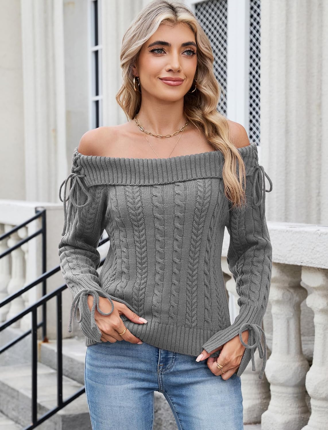ZAFUL Women's Cropped Knit Sweater Boat Neck Long Sleeve Pullover Jumper Top - Image 3