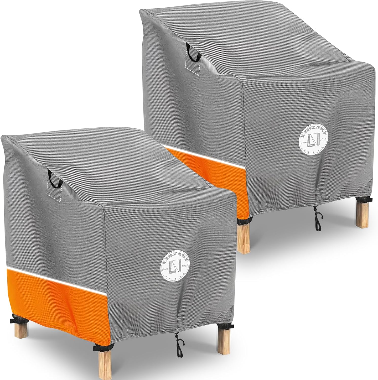 LIBZAKI Patio Chair Covers 2 Pack, Waterproof Outdoor Chair Covers with Reflective Strip, Anti UV Garden Sofa Chair Cover for Lawn Outdoor Furniture 29" W x 30" D x 36" H, Black