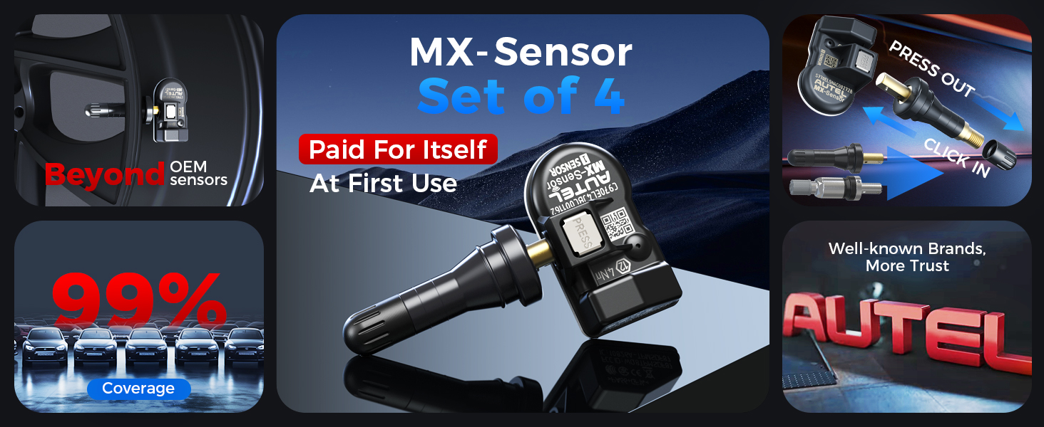 Amazon.com: Autel TPMS Sensors Set of 4, MX TPMS Sensor 315MHz +