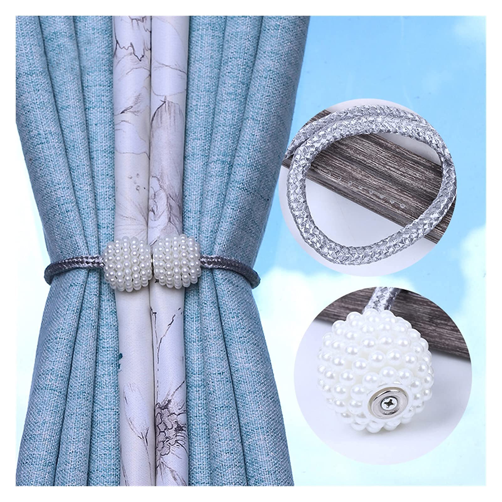 Rideau 2 Pcs Magnétique Rideau Clip Rideau Embrasse Boucle Clips Suspendu Boule Boucle Cravate Arrière Rideau Accessoires Décor À La Maison