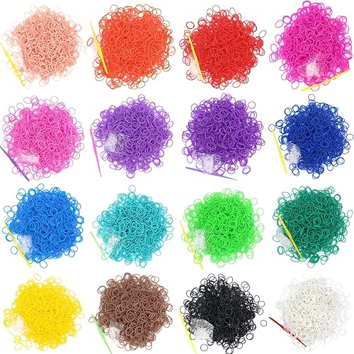 Miniatura 2 de Kit de 3000 bandas de goma de telar con 75 clips, 5 ganchos, kit de fabricación de pulseras de primera calidad para niños, tejer, regalo de