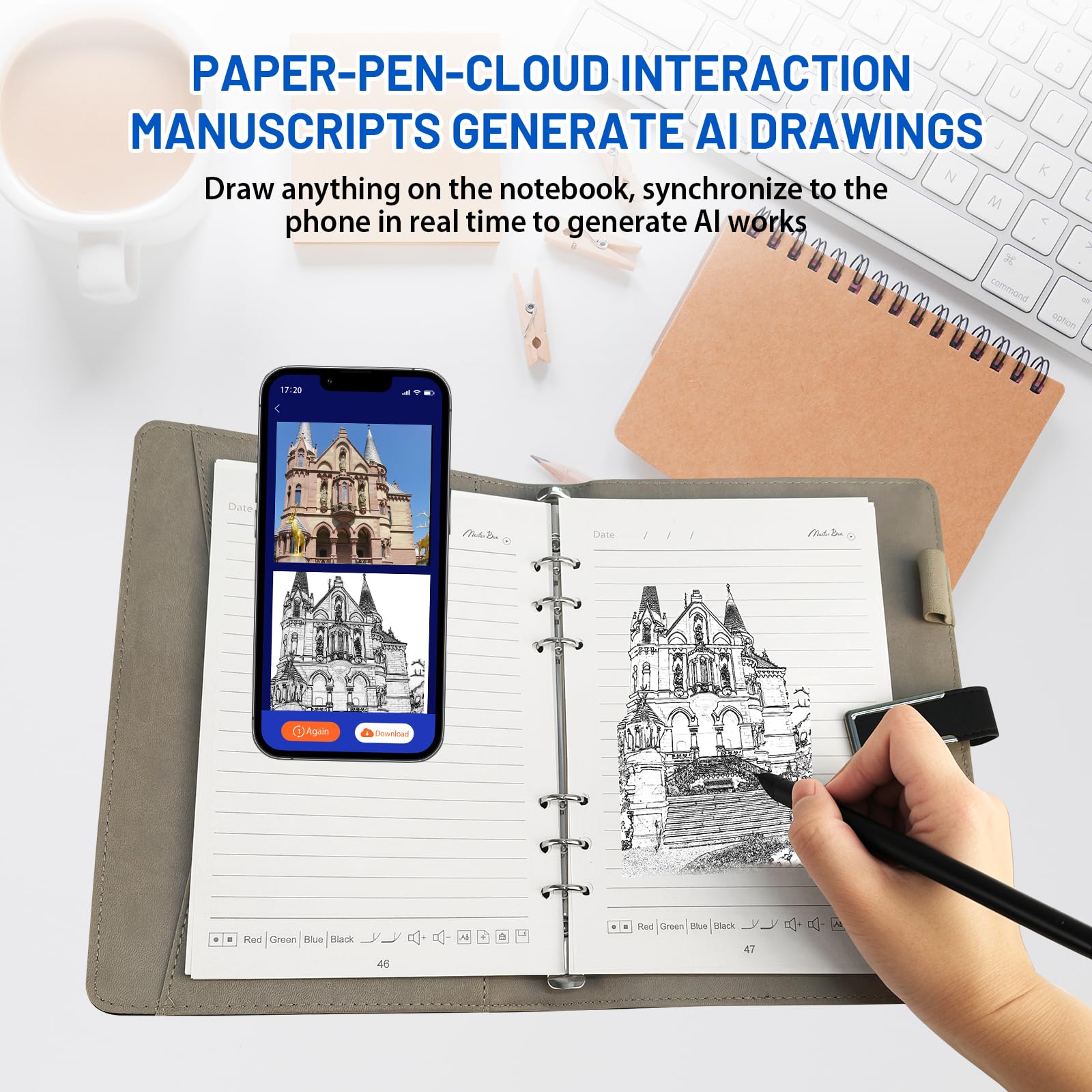 Smart Writing Set, Ai Smart Digital Notebook with Smart Pen, Real Time Synchronization Digitization, Sync Convert to Text, Storing APP You Can Add Labels and Share, For Learning Note Taking Drawing - Image 3