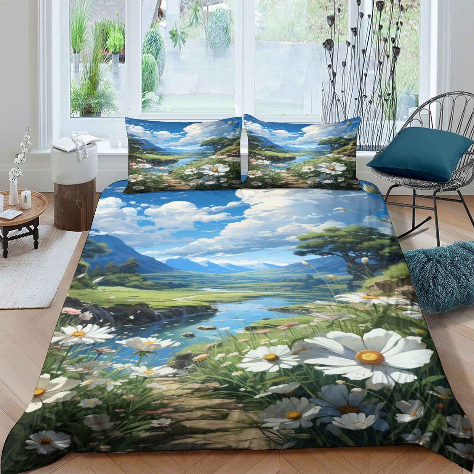 Housse de couette enfant fleurs 200x200 ICOBES pour décorer un lit double