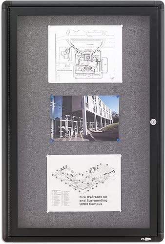 Miniatura 2 de QRT2363L - Cuadro de anuncios de tela de radio cerrado, 2 x 3, 1 puerta, marco de grafito