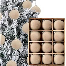 12pcs Velvet Christmas Ornaments Balls, Shatterproof, Burgundy, 2.4Inch | Flocked Ball, Christmas Tree Hanging Balls Decorations for Xmas Birthday Holiday Wedding Home Decor, Plastic, Neutral