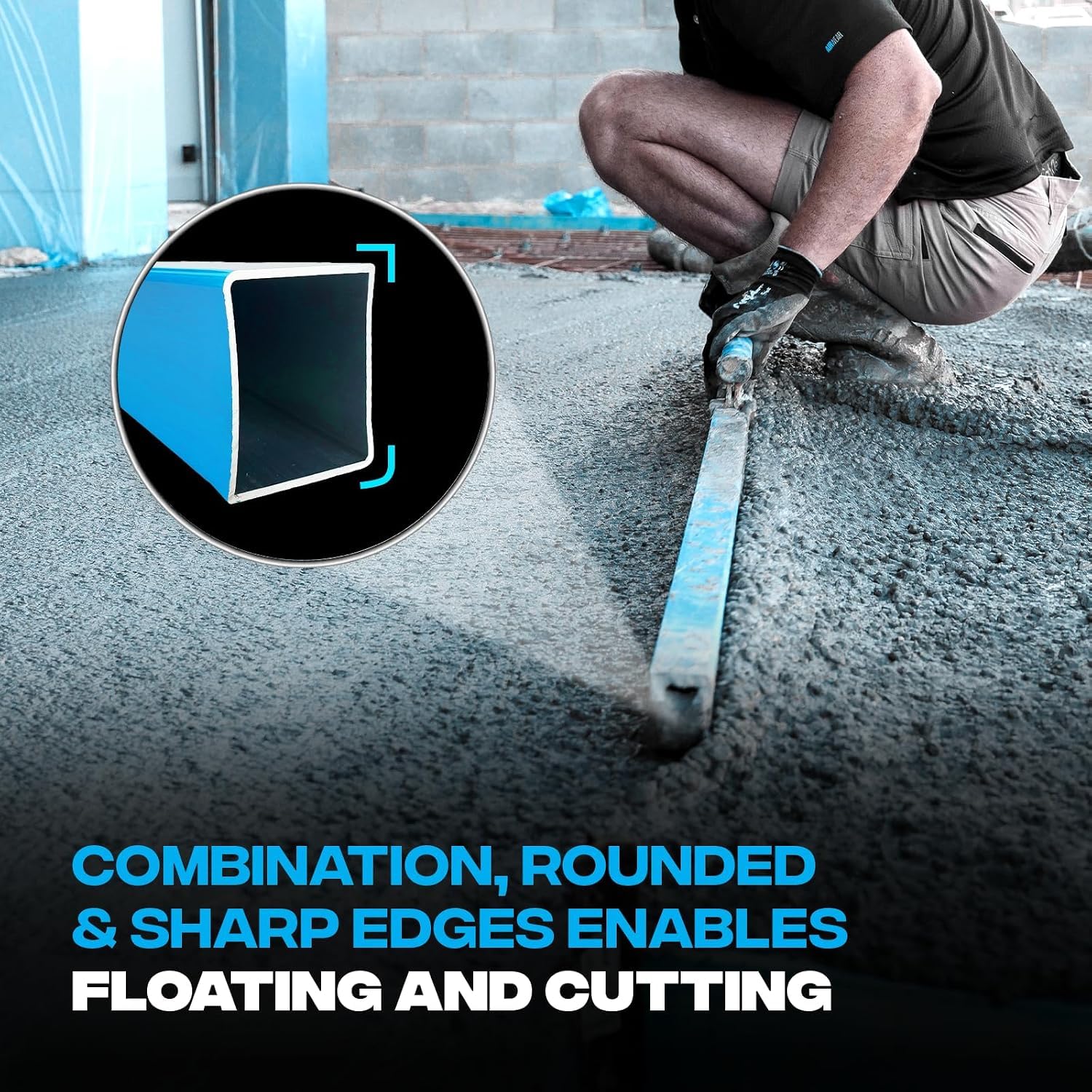 OX TOOLS Pro Series P021312 - Regla de hormigón de 48 pulgadas con vial de nivelación, aleación estructural resistente, mango ergonómico, ligero y reversible, barras de soporte de resistencia interna,