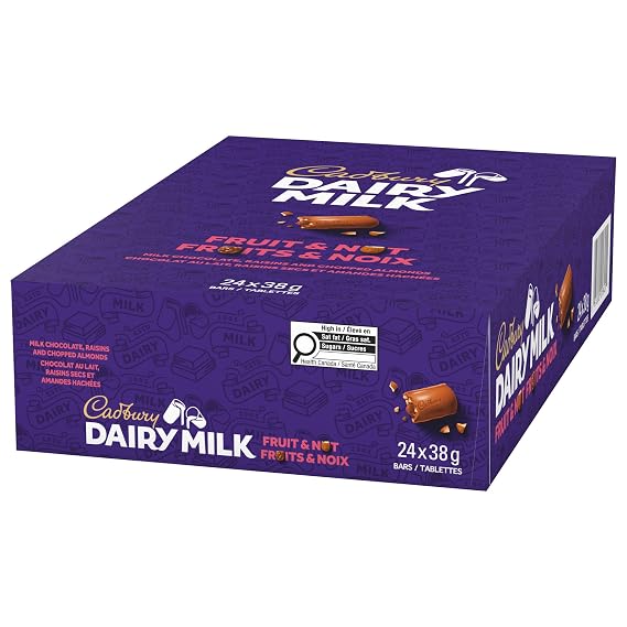 Cadbury DAIRY MILK fruit&nuts milk chocolate bars 38g (24 pack)