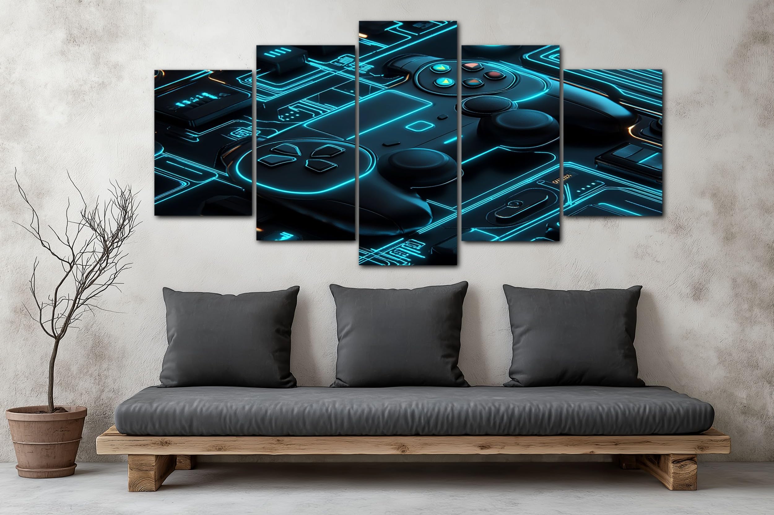 ZORYAN Toile Murale 5 Pieces Gamer Jeu Vidéo Tableau Moderne