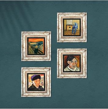 Pinecone Stone Picasso, Van Gogh, Çığlık Taş Duvar Tablosu - Çerçeveli Taş Tablo - Dekoratif Duvar Sanatı - Modern Ev ve Ofis Duvar Dekoru T4-1118