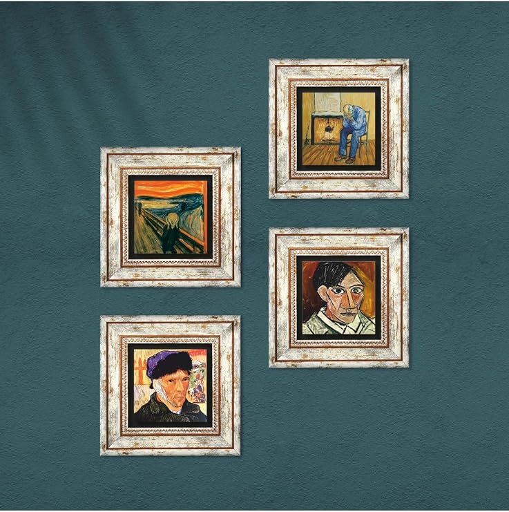 Pinecone Stone Picasso, Van Gogh, Çığlık Taş Duvar Tablosu - Çerçeveli Taş Tablo - Dekoratif Duvar Sanatı - Modern Ev ve Ofis Duvar Dekoru T4-1118