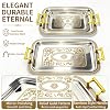Set de 3 Bandejas de Servir de Metal con Manijas, Bandejas Rectangulares Decorativas de Acero Inoxidable de 18" para Café, Postres, Exhibición de Joyas, Buffet, Fiestas de Bodas y Decoración de Cocina y Hogar en Oro y Plata 5