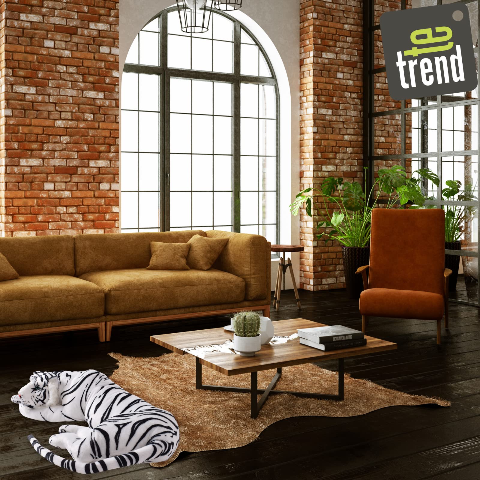 TE-Trend Peluche de Tigre XL, 90 cm, Gigante para Aventuras imaginativas, Gran Juguete y decoración, Peluche para niños y Adultos, Tigre Gigante, XXL