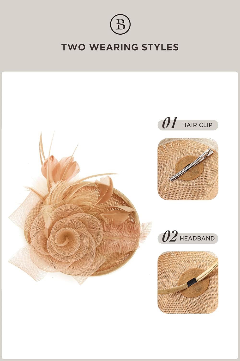 BABEYOND Fascinators Hats for Women - Tea Party Kentucky Fascinator Derby Pillbox Hat Mesh Feathers Headband with Hair Clip - Image 6