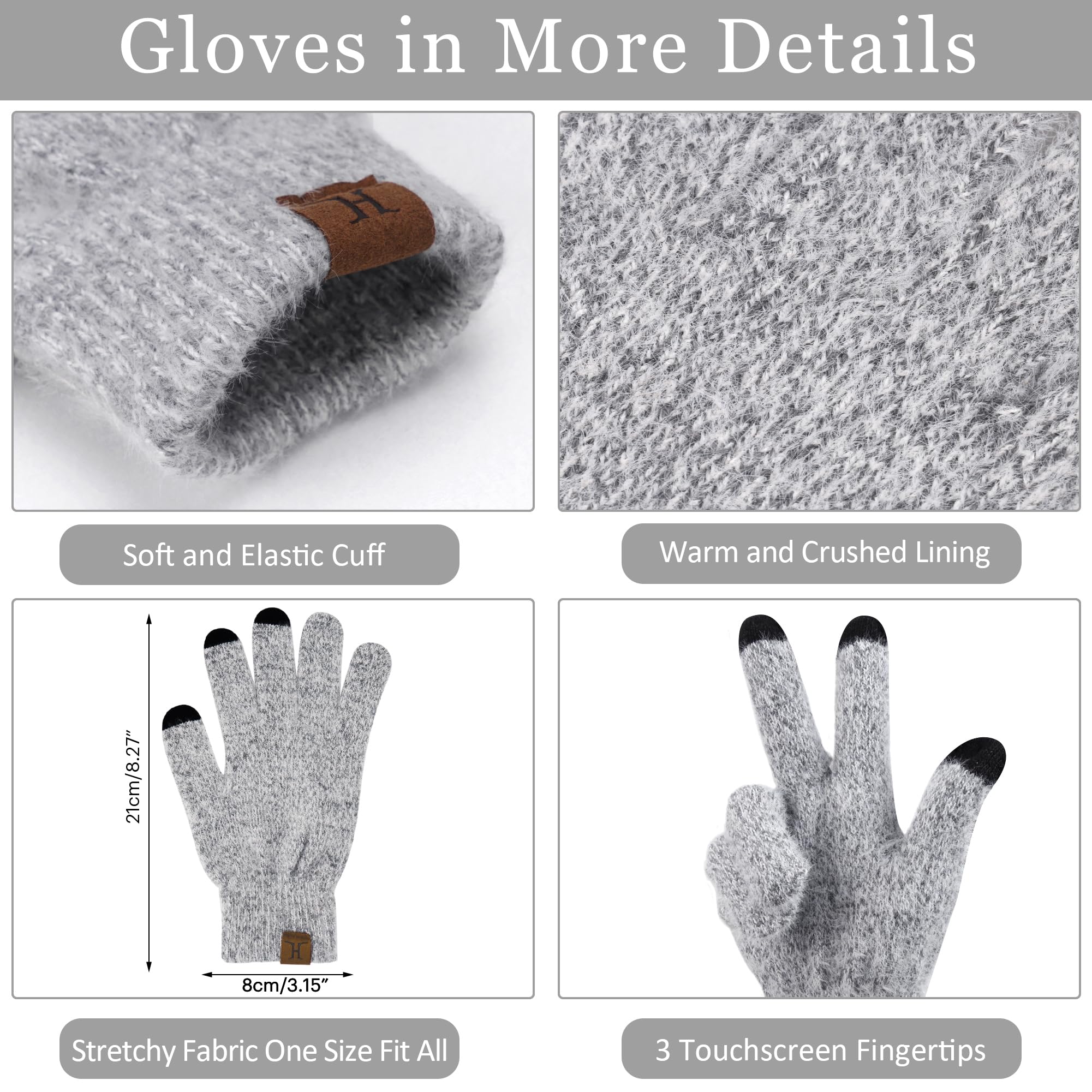 Bequemer Laden Donna Inverno Caldo Knit Beanie Cappello Touchscreen Guanti Lungo Sciarpa Set con Fleece Foderato Teschio Caps Collo Sciarpe