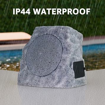 2-Pack Solar Powered Rock Speakers Outdoor Water-Resistant with 3 Mode Lights and Pair Function USB Rechargeable for Patio Garden Party Pool Outside(Two)