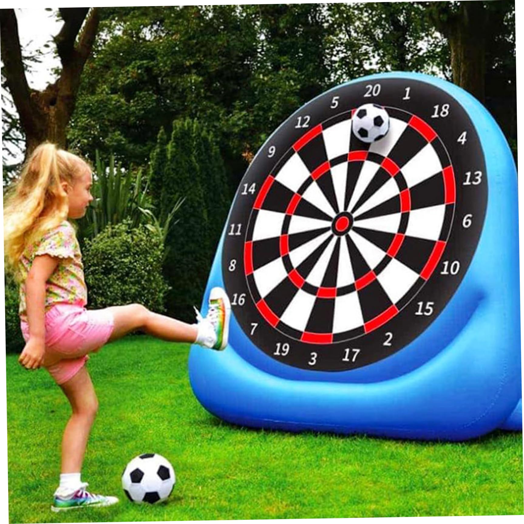 Fußball-Darts aufblasbar, riesiges aufblasbares Fußball-Darts-Board mit klebrigen Bällen, tragbares Outdoor-Hofspiel für Garten, Strand, Partyspaß