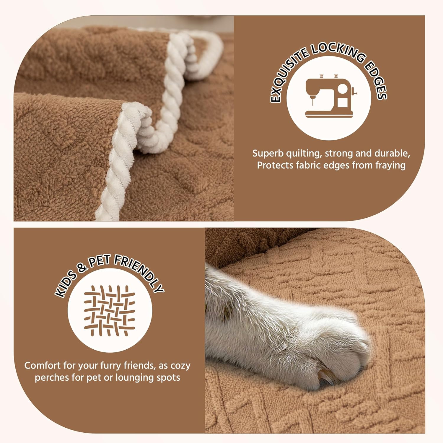 OTOB All Season Couch Cover for Dogs Washable, Anti Slip Soft Plush Geometric Jacquard Love Seat Sofa Slipcovers, Kids Pet Friendly Furniture Protector Couch Covers, 1 Piece (Coffee, 27.6"x59.1")