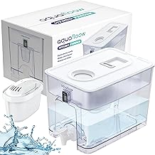 Aquafloow 9.5L Water Filter Jug with Tap and Filter, All-in-One Water Dispenser for Reducing Scales, Chlorine, Lead and Copper in Drinking Water - Ideal for Home and Office