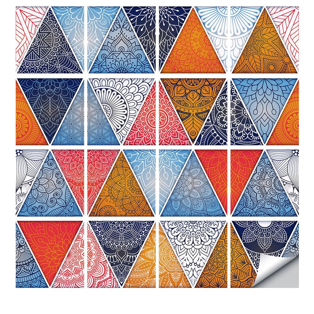 LMYSXAOZ 16 PCS Tile Stickers Stick on Tiles, Self Adhesive Wall Tiles for Bathroom Kitchen, Oil Proof DIY Peel and Floor Flower Brick (30x30cm,Geometry)
