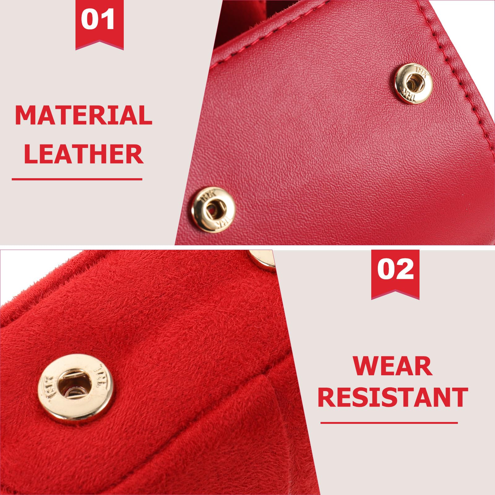 SHINEOFI Estuche Enrollable para Relojes de Cuero Rojo 3 Compartimentos