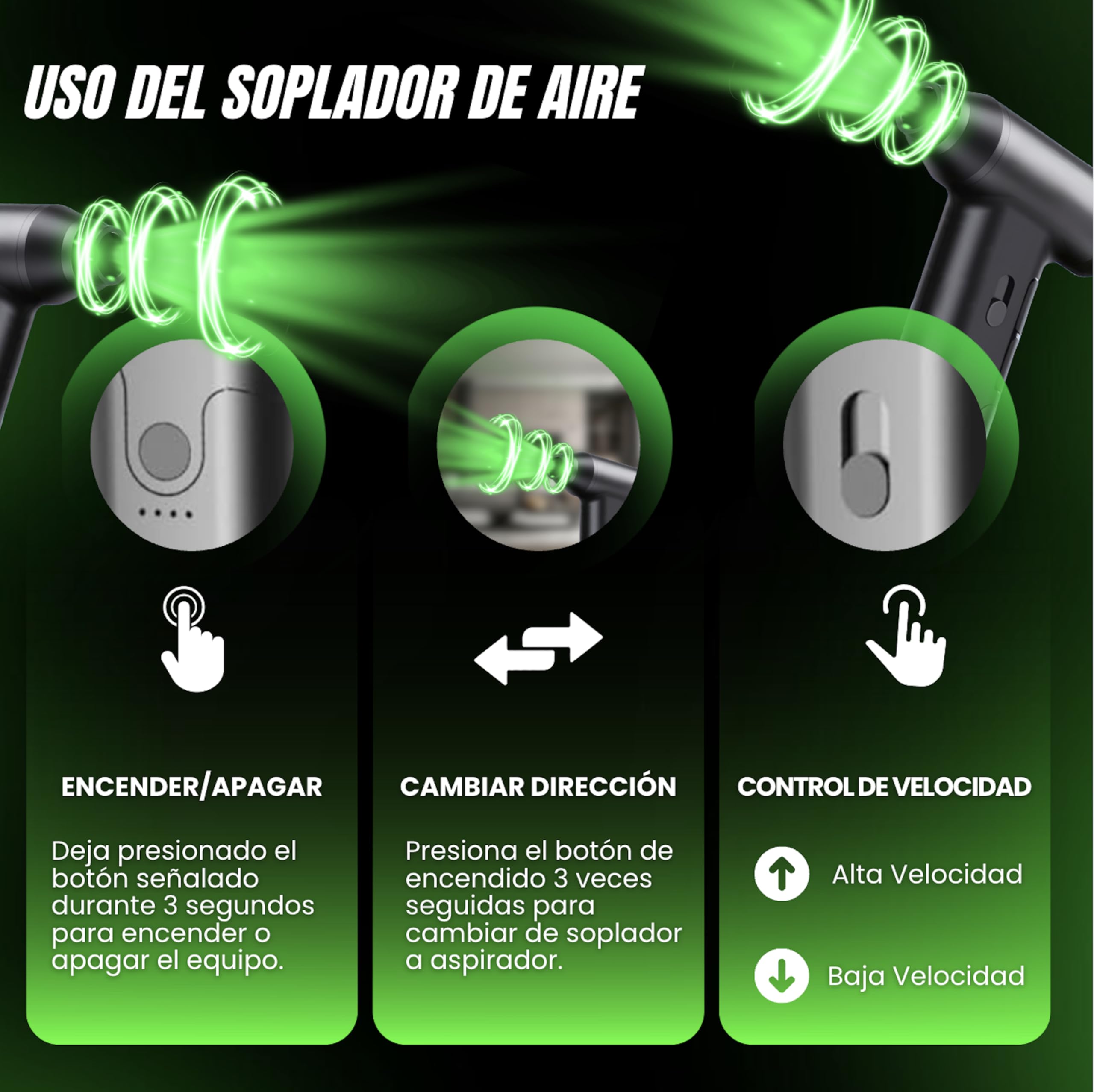 Soplador De Polvo Eléctrico Y Aspirador 2 En 1, Aire Comprimido Limpieza PC,150000 RMP, Soplador De Aire, Limpiador Teclado, Control De Velocidad, Mini Aspiradora, Recargable Y Portátil.