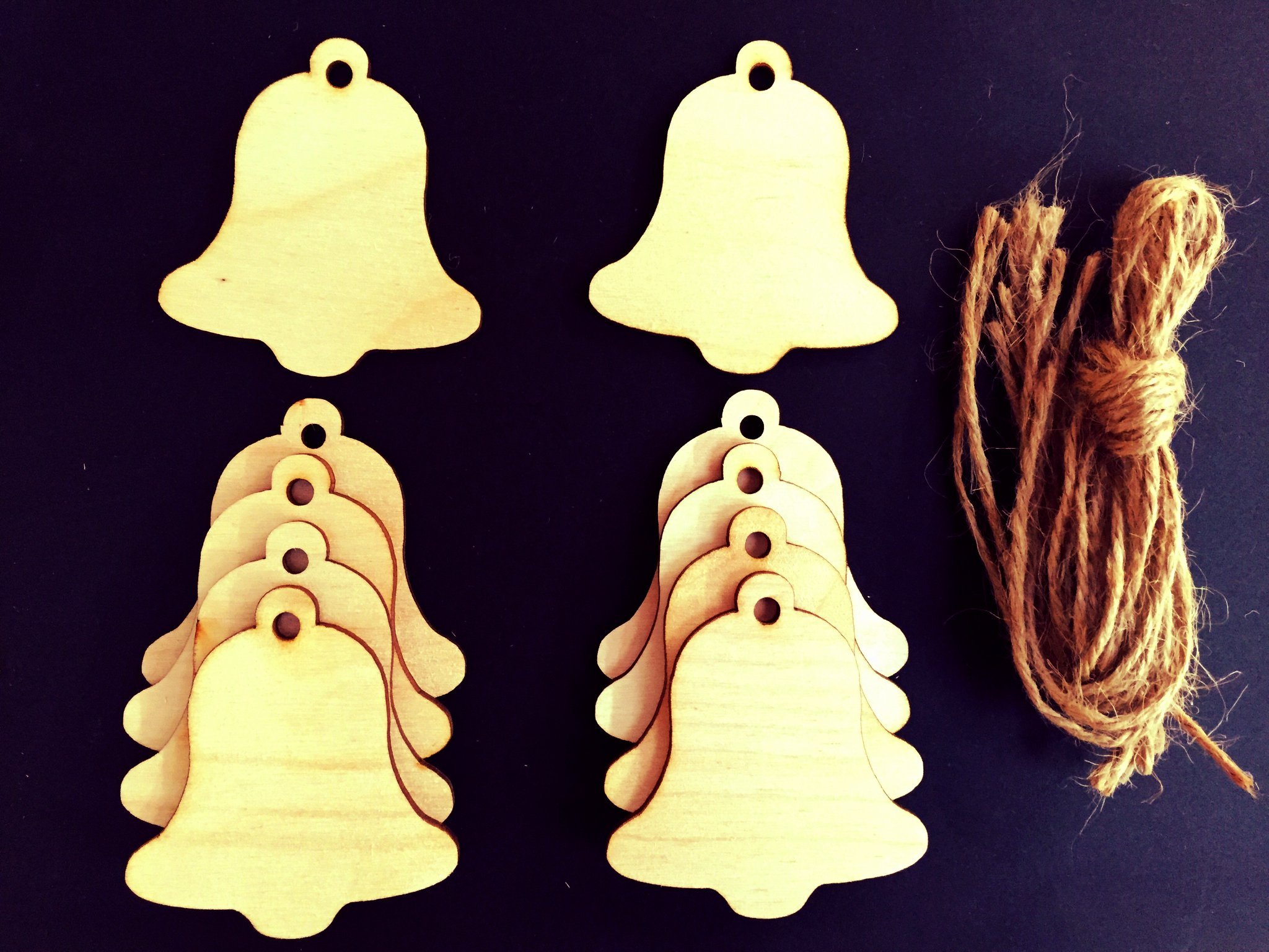 Derwent Laser Crafts Bell Shaped Wooden 70mm Gift Tags/Price Tags Pack of 10 shapes