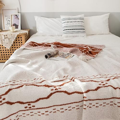 Miniatura 3 de Manta de punto de doble cara, diseño geométrico decorativo bohemio con borlas hechas a mano, manta bohemia suave y ligera para cama y sofá, para
