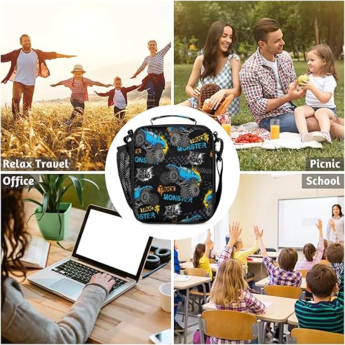 Miniatura 8 de Lonchera para niños  Lonchera aislada a prueba de fugas para niños y niñas, bolsa de almuerzo portátil para escuela, trabajo, picnic con correa para