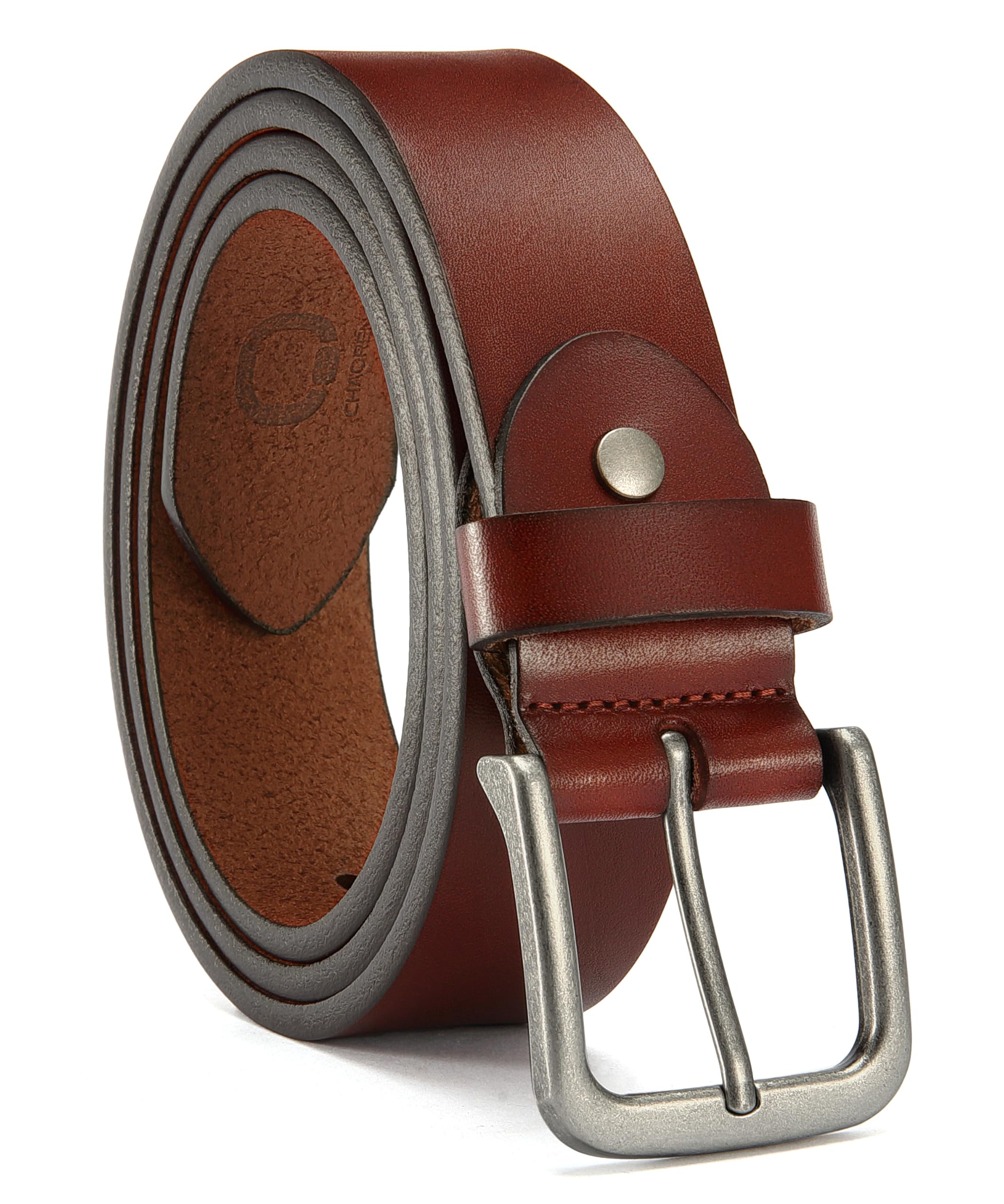 CHAOREN Mens Belts Casual for Jeans - Full-Grain Leather, Durable Cowhide