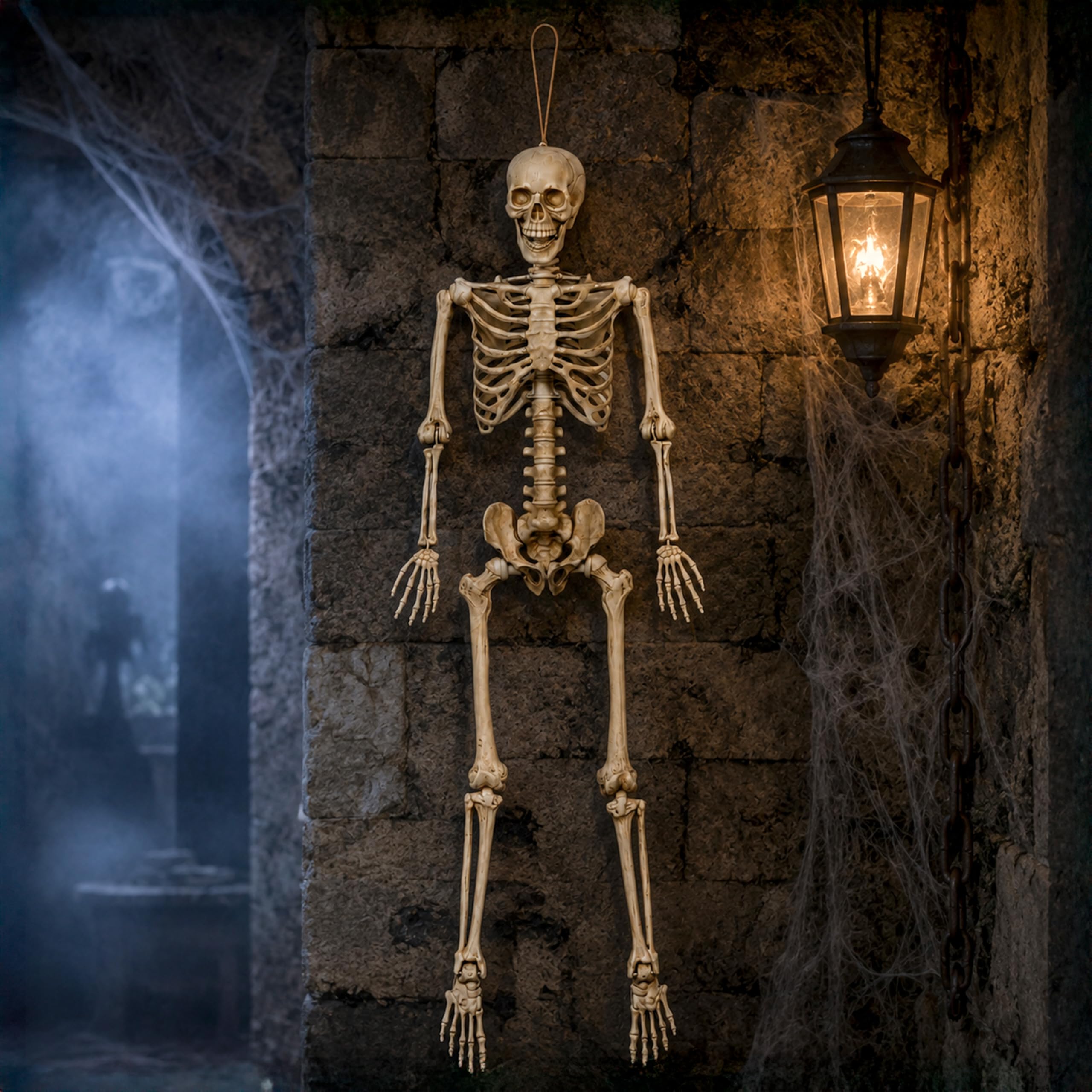 Samuel Alexander 5Ft (1.52M) Posable Full Body Halloween Skeleton Decoration With Movable Joints, White