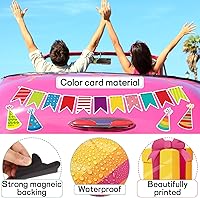 Vista 6 de 14 piezas de decoración de cumpleaños para automóvil, decoración de puerta, pancartas de cumpleaños, calcomanías magnéticas reflectantes, caja