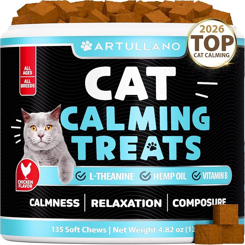 Petiscos calmantes para gatos com cânhamo e ervas Artullano, 135 unidades