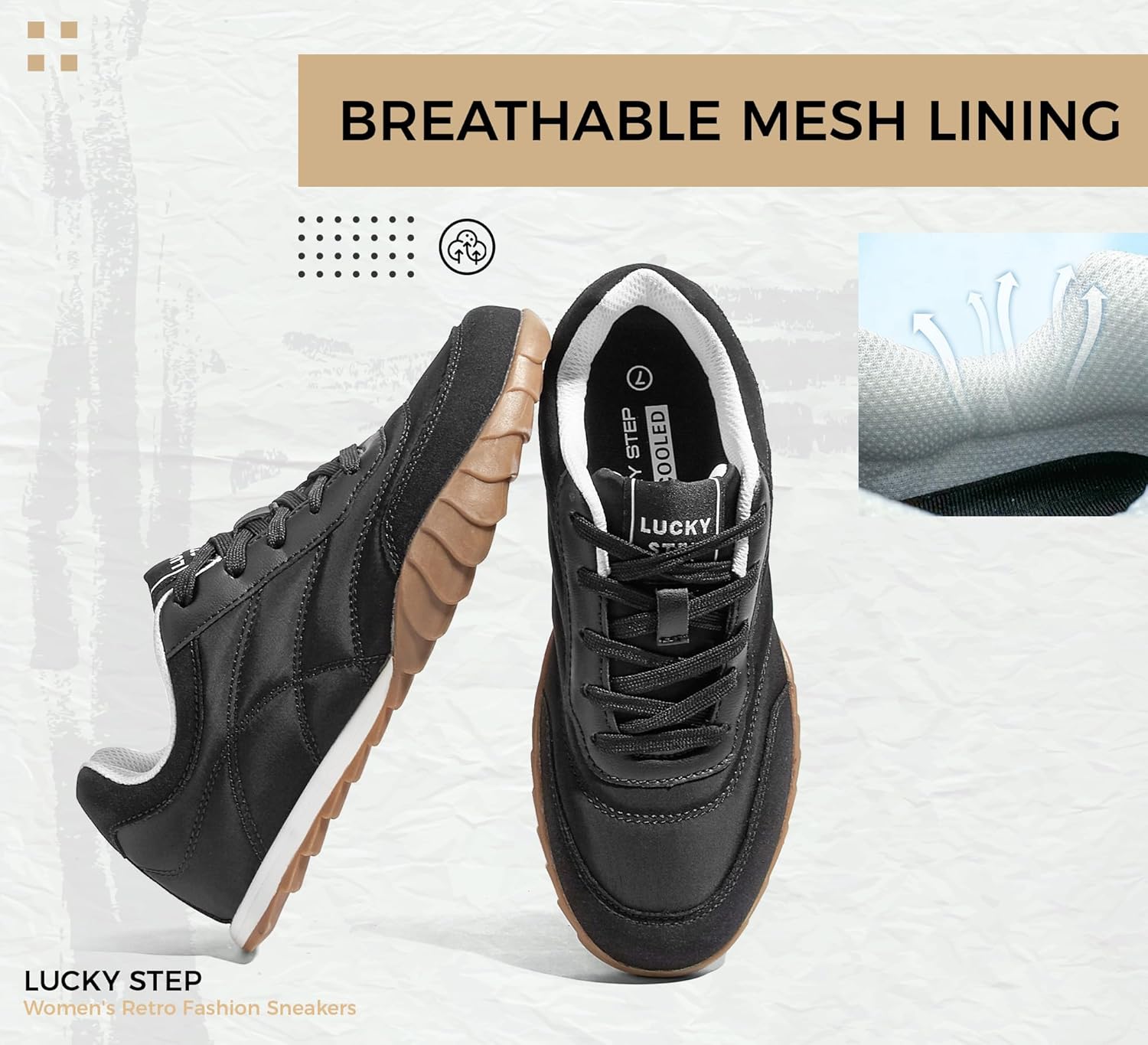 LUCKY STEP Women's Retro Fashion Sneakers Casual Thin Sole Anti-Slip Tennis Trainer Running Walking Shoes Trendy Trainer Comfortable Footwear - Image 7