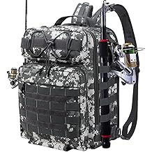 Sockywin Fishing Backpack 37L Fishing Tackle Bag with Rod Holders, Waterproof Fishing Bag Backpack Multifunctional Outdoor Sling Fishing Gear Bag Breathable Storage Tackle Bag for Fishing Hiking