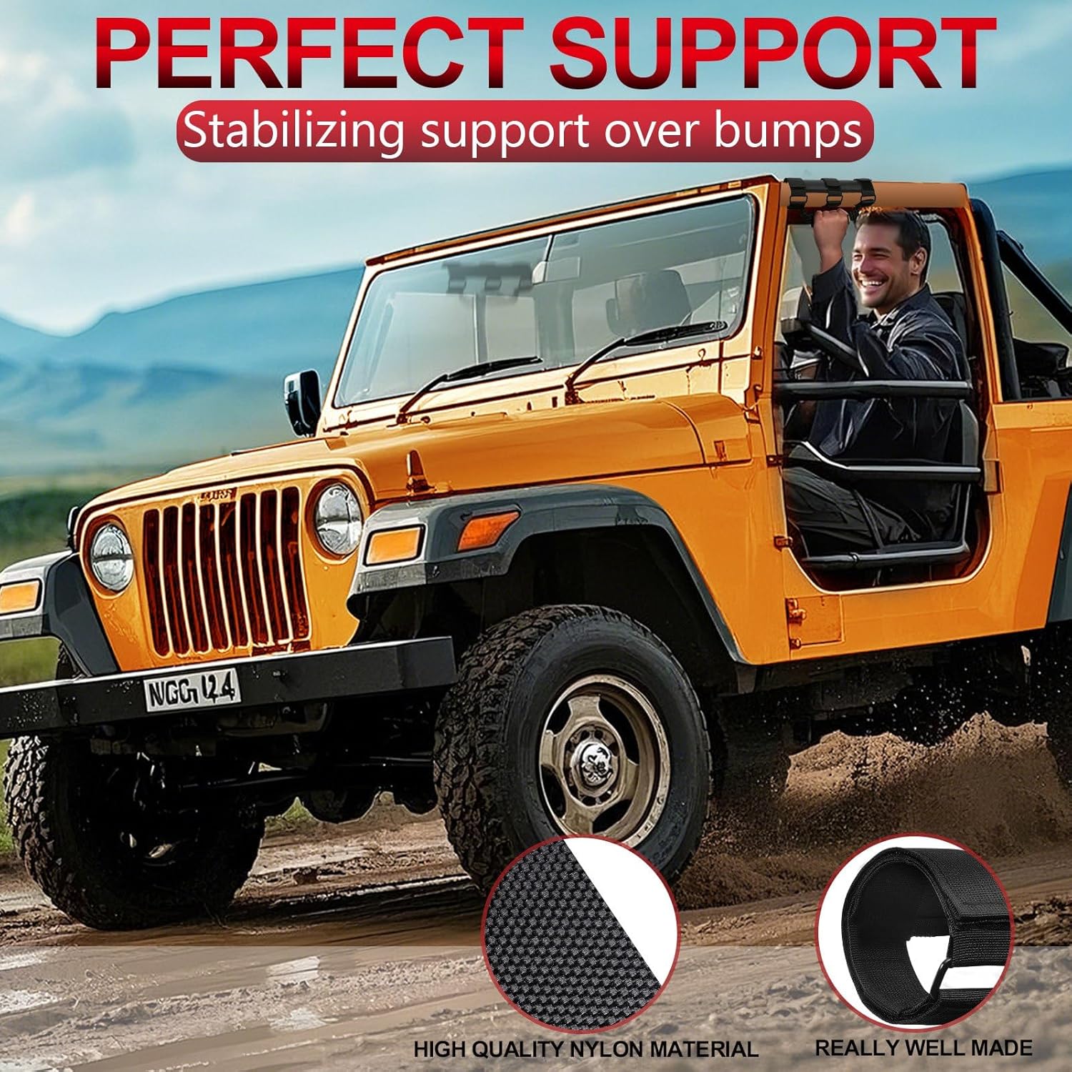 moveland Upgrade Roll Bar Grab Handles + Fender Flare Clips for 1955-2023 Jeep Wrangler JL, JK, TJ, YJ & Jeep Gladiator