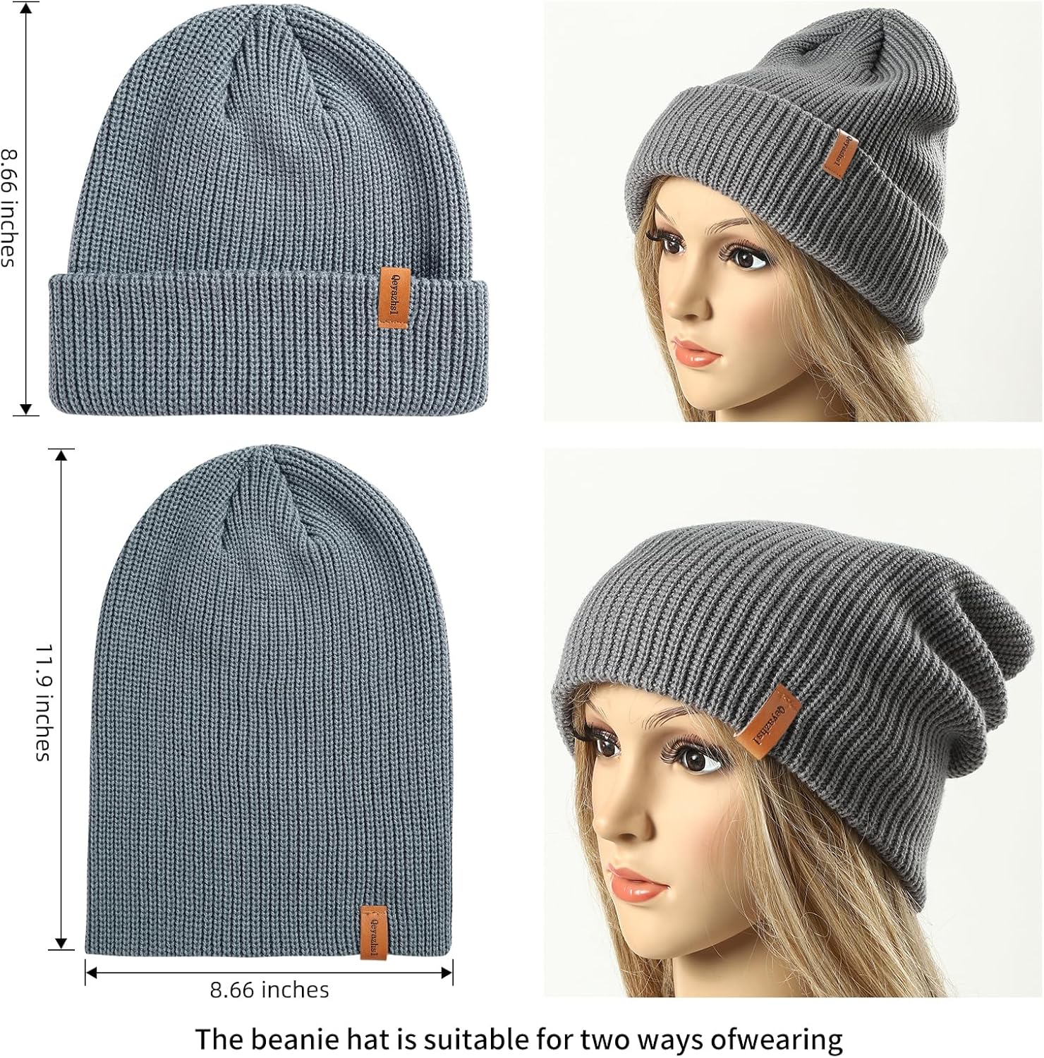 Large Size Winter Beanie - Windproof Thick Warm Skull Cap Knit Hat Cold Cap for Accept Custom Orders Women & Men - Image 2