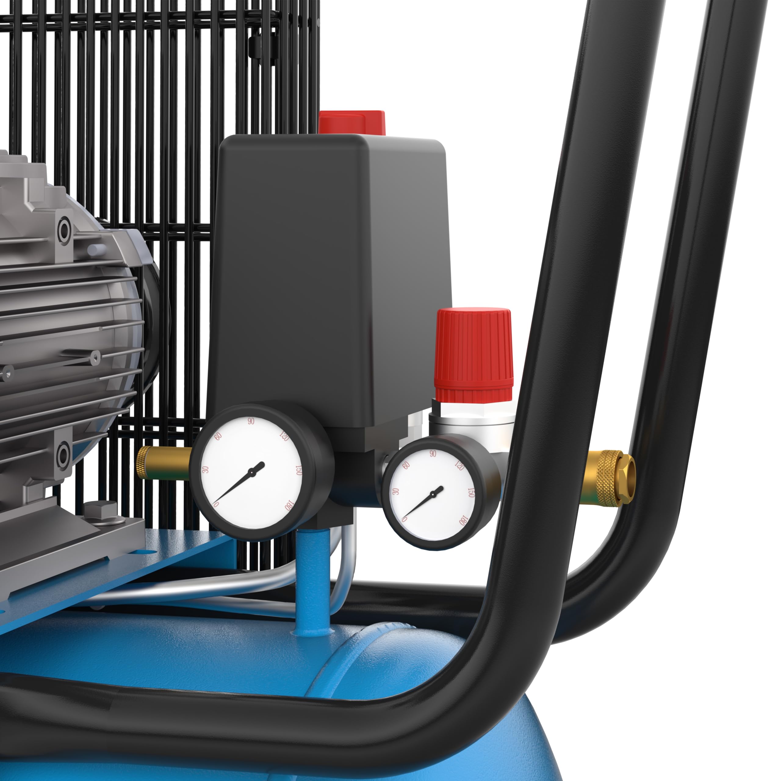 Güde Compresor de 580/10/50/400 V (2,2 kW, caldera de 50 l, agregado de 2 cilindros lubricado con aceite, transmisión por correa, máx. 10 bar, eff. Entrega. 310 l/min, reductor de presión, 2