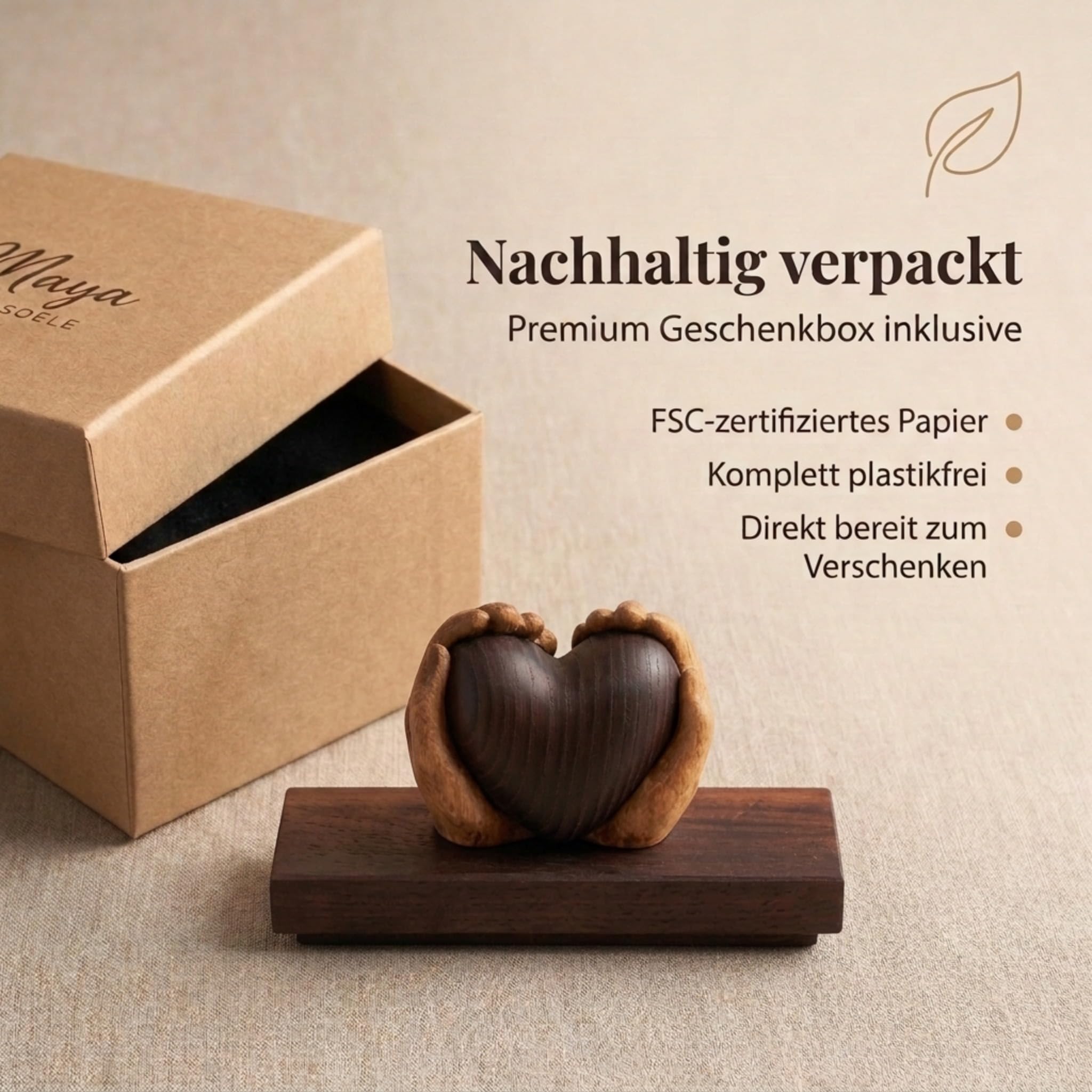 Hochzeitsgeschenk aus Holz - Hochwertiges Geschenk mit Bleibendem Wert | Herz für das Brautpaar oder zum Jahrestag, Hochzeitstag, für Goldene & Hölzerne Hochzeit - Personalisierbar - aus Massivholz