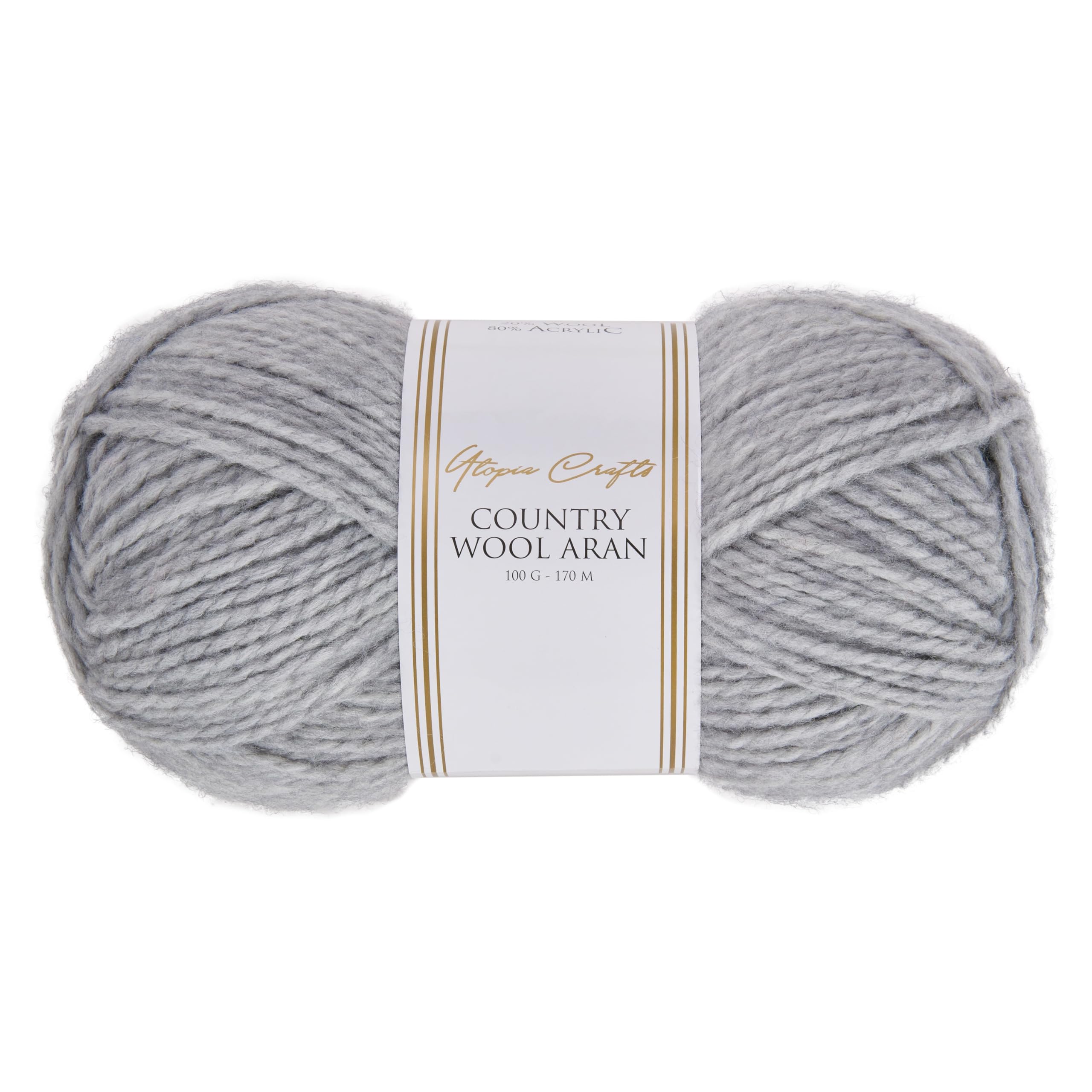Utopia Crafts Country Wool Blend Aran Yarn for Knitting and Crochet 100g (1, Grey)