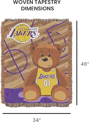 Miniatura 4 de Northwest NBA Los Angeles Lakers - Manta de jacquard tejida unisex para bebé, 36 x 46 pulgadas, media cancha