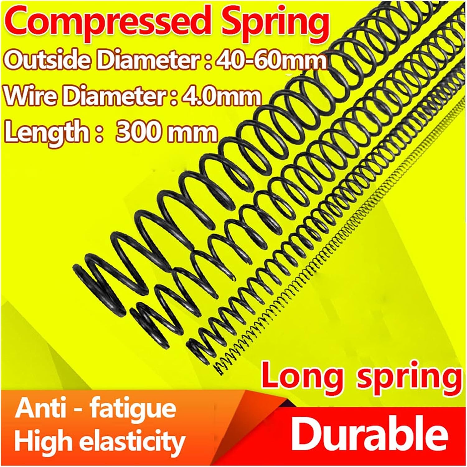 Toy Machinery Replacement Spring Pressure Long Spring Compression Long Spring Return Spring Release Spring Wire Diameter 4.0mm, Length 300mm 1Pcs (Length : 4.0 X 48 X 300mm)
