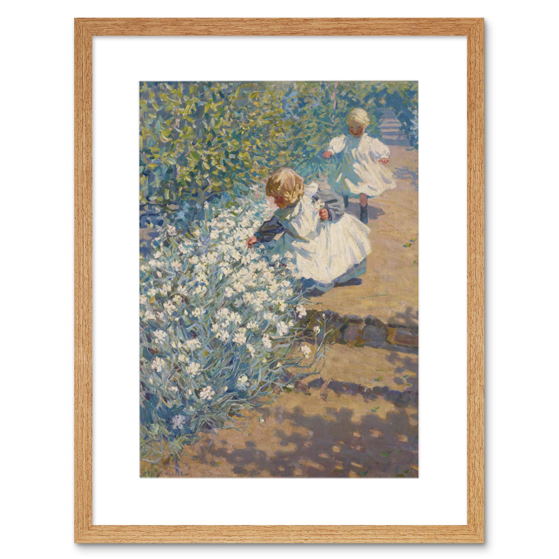 Wee Blue Coo Light Oak Painting Mcnicoll Picking Flowers Framed Wall Art Print