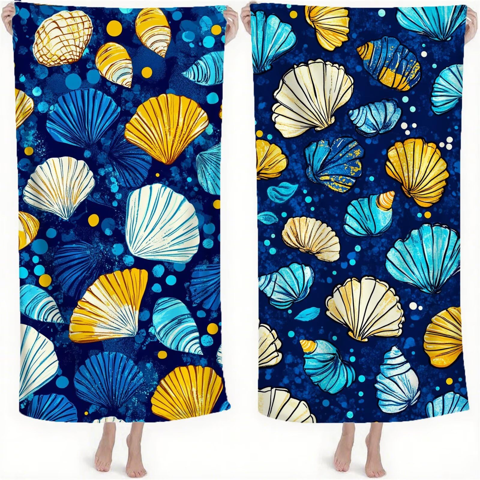 Serviette de Plage XXL 220x100 cm Anti Sable et Séchage Rapide Microfibre Drap de Plage Serviette de Bain Grande Taille Drap de Bain pour Homme Femme Voyages Natation Camping Pique Nique Coquille S-71