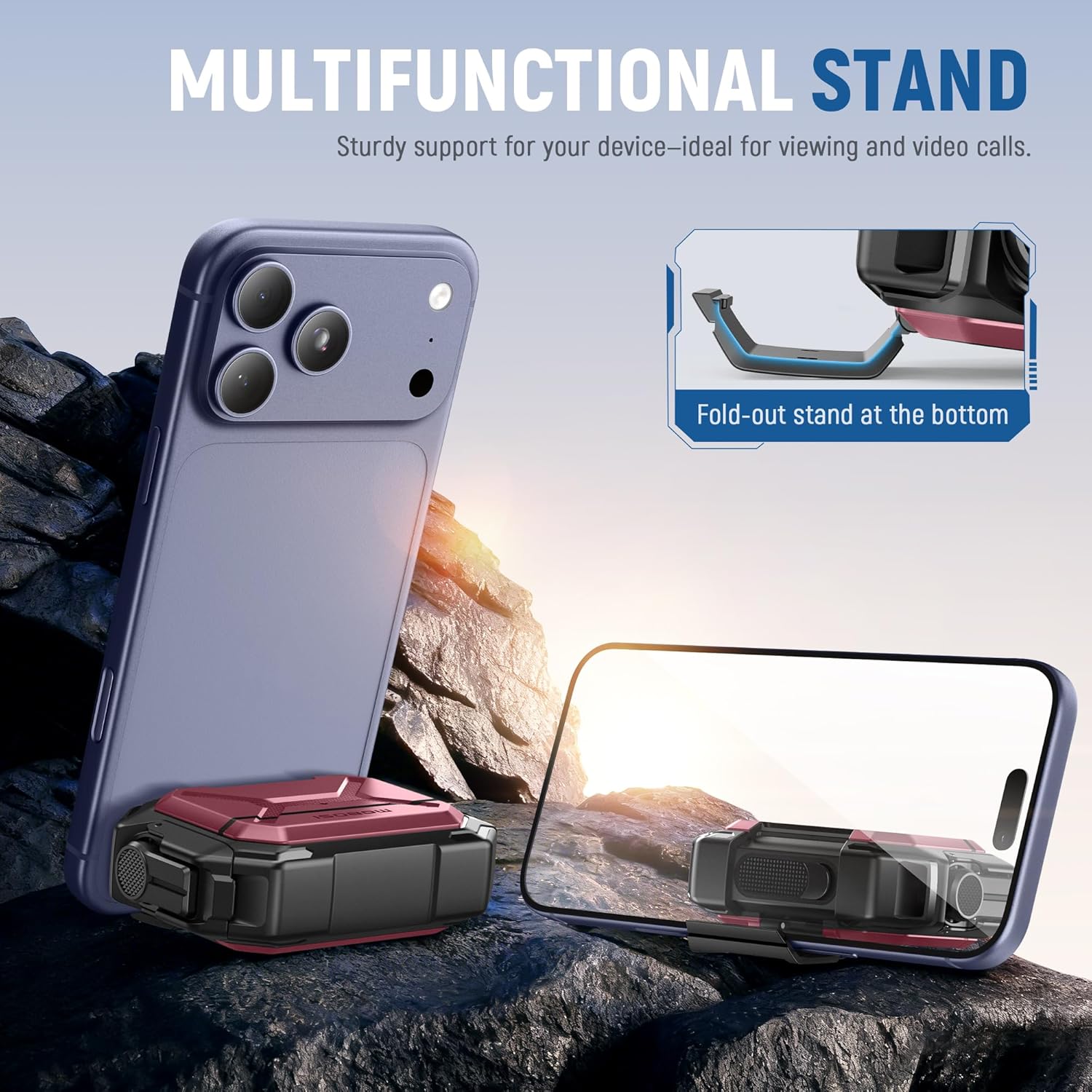 MOBOSI IP68 Waterproof Case for AirPods Pro 3[Compatible with MagSafe] iPods Pro 3 Cover Military Grade Protective Earpods Pro3 Shell with Secure Lock, Keychain & Phone Stand (2025),Red